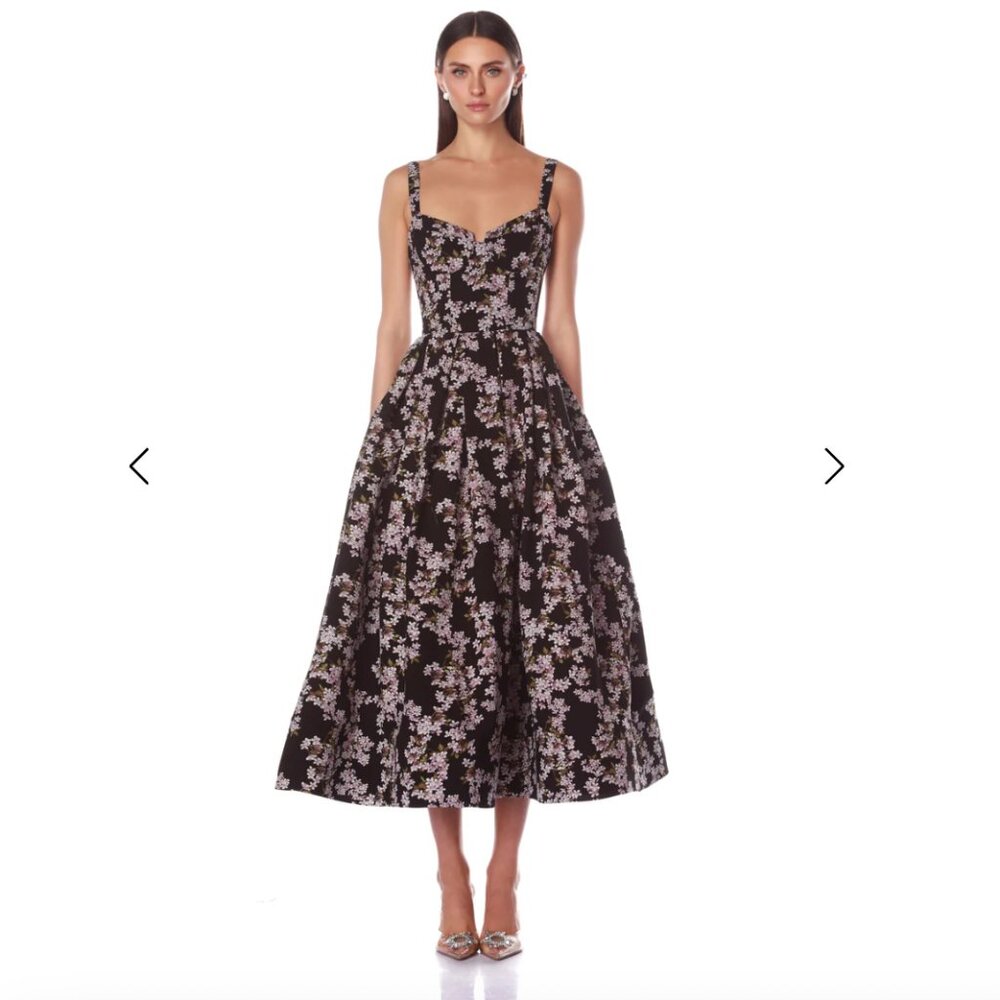 Bronx and Banco Lydia Black Multi Midi Dress